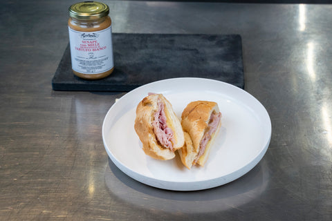 Ciabattina con Senape al Miele e Tartufo Bianco, Prosciutto cotto e Cheddar - Chef Marcello Trentini