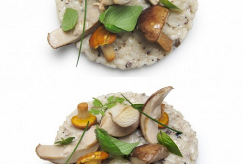 Risotto ai funghi, tartufo nero, e Parmigiano vacche rosse – Chef Andrea Ferrero