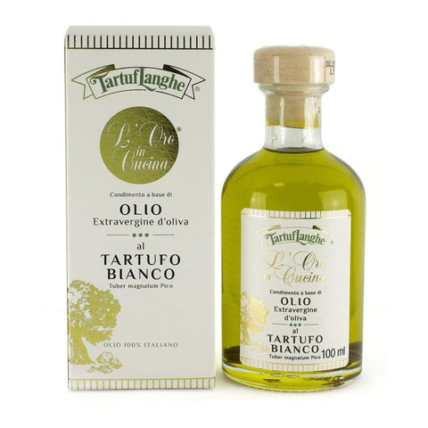 ORO IN CUCINA¨: Condimento a base di OLIO EXTRAV.d'OLIVA con FETTINE DI TARTUFO BIANCO  (Tuber magnatum Pico)