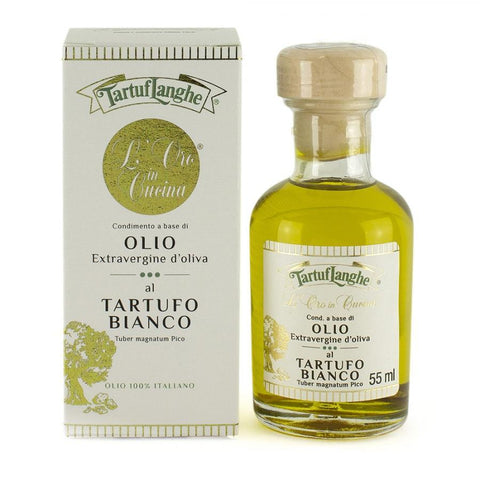 ORO IN CUCINA: Condimento a base di OLIO EXTRAV d'OLIVA con FETTINE DI TARTUFO BIANCO  (Tuber magnatum Pico)
