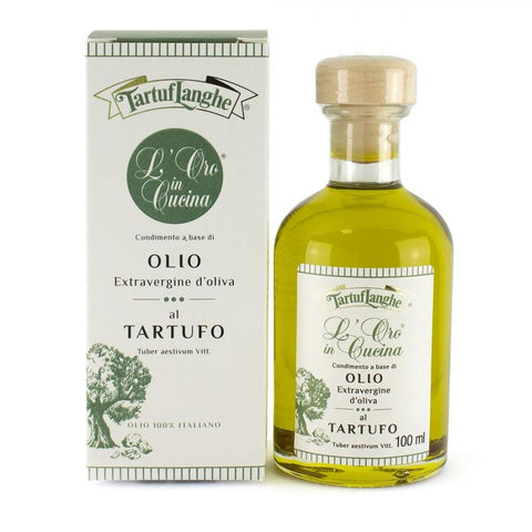 ORO IN CUCINA: Condimento a base di OLIO EXTRAV. d'OLIVA con FETTINE DI TARTUFO NERO ESTIVO (Tuber aestivum Vitt.)